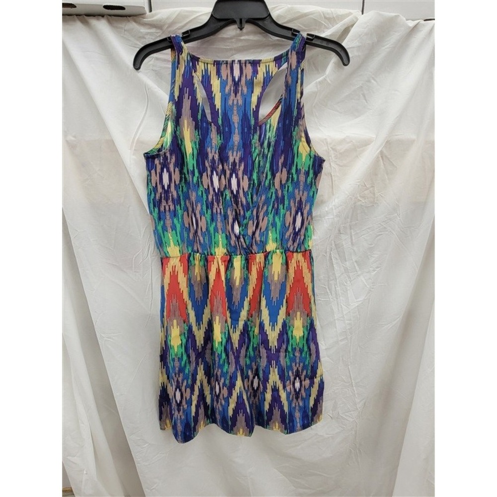 NWOT Glam Boutique SMALL T Back Rainbow Stripe 100% Silk Mini Dress 123094 - Picture 2 of 2